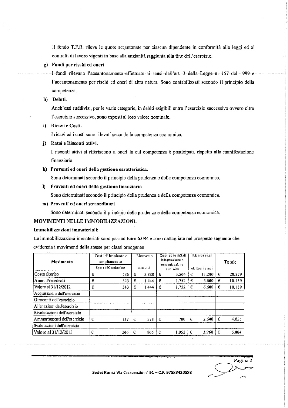 nota integrativa bilancio 2013-2